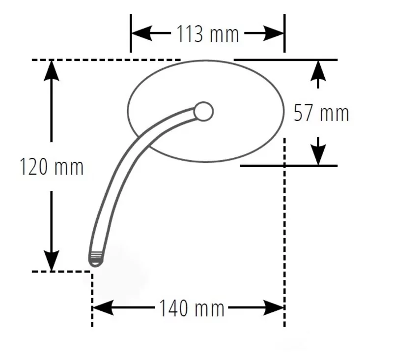 SHIN YO Spiegel Schwarz Chopper, Kurz, Rechteckig, Links (1Stck.)