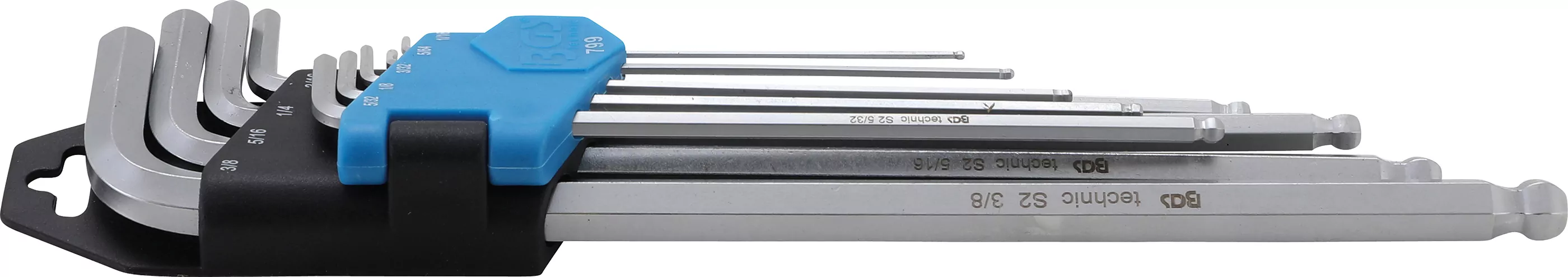 Winkelschlüssel-Satz | Zollgrößen | Innensechskant / Innensechskant mit Kugelkopf 1/16" - 3/8" | 9-tlg.