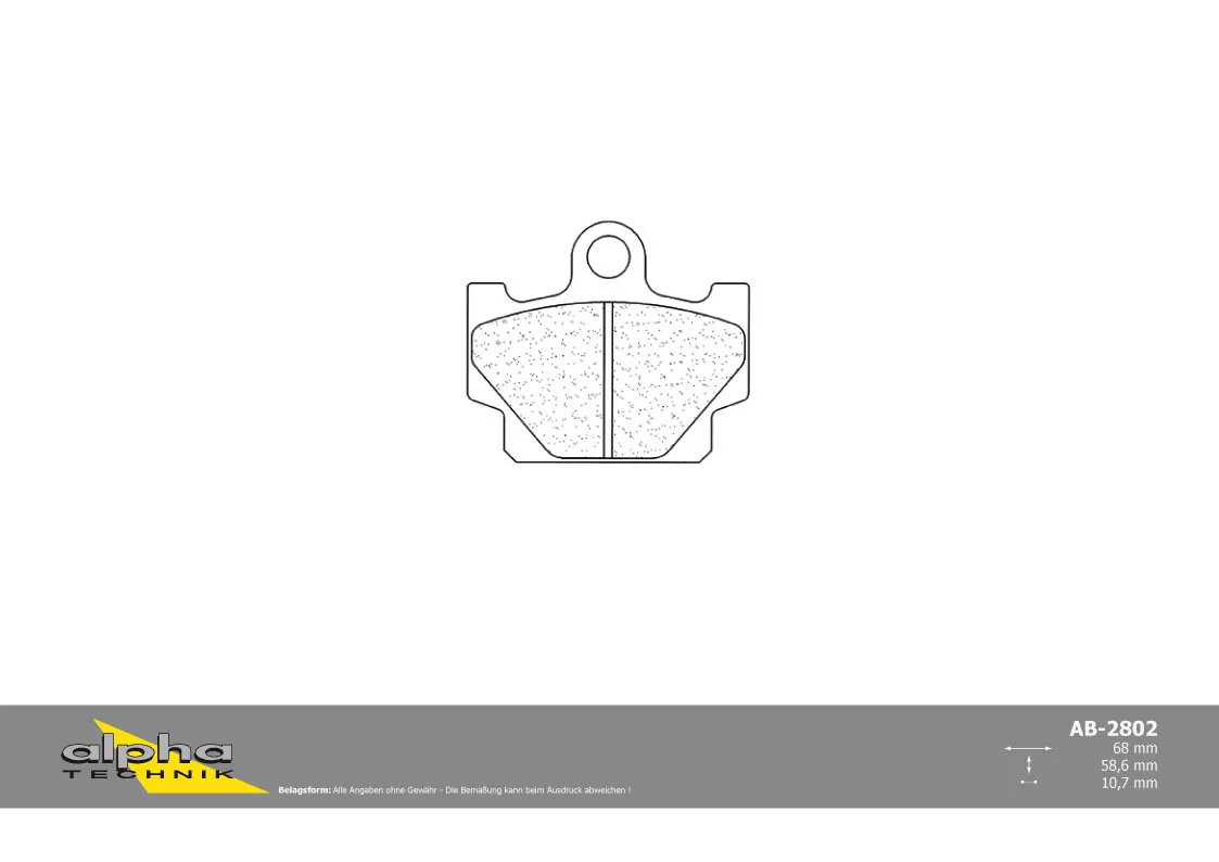 ALPHA TECHNIK Bremsbelag Straße mit ABE
