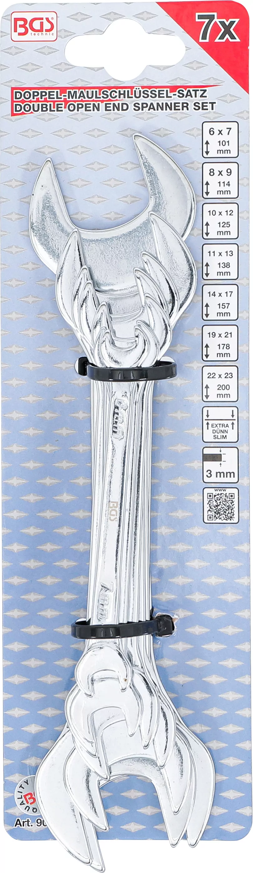 Doppel-Maulschlüssel-Satz | extra flach | SW 6 - 23 mm | 7-tlg.