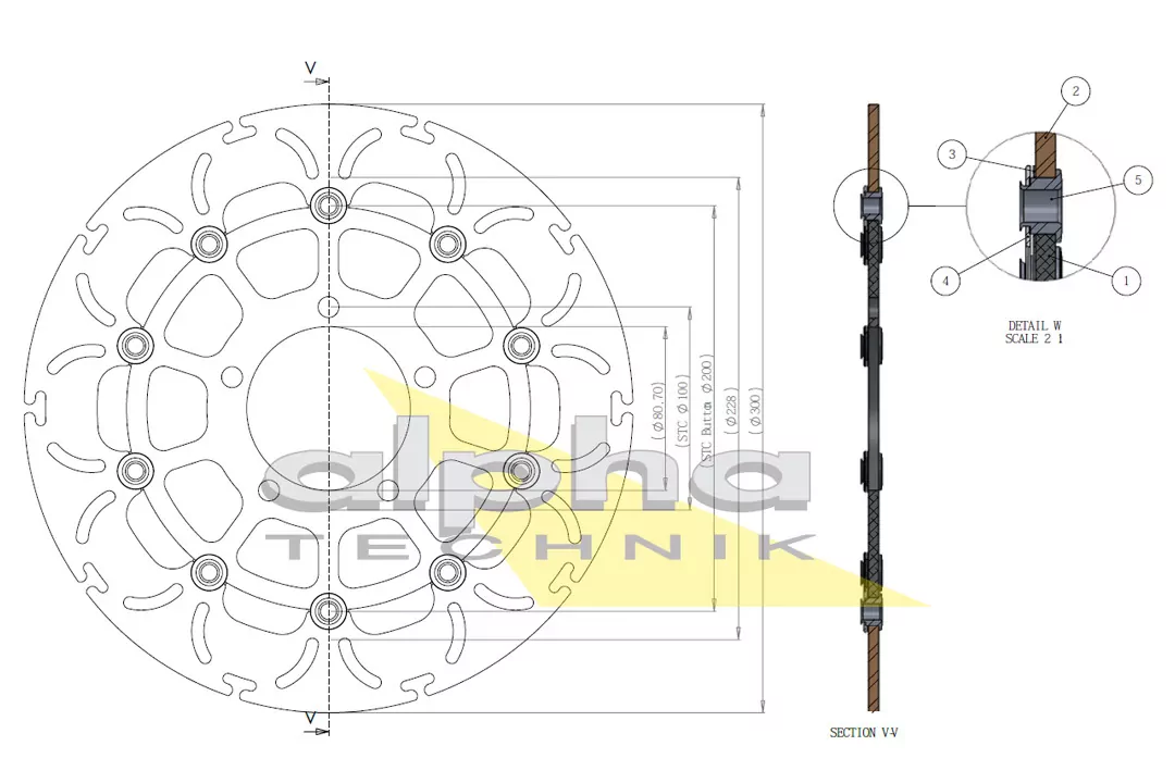 alpha Technik Bremsscheibe Omega-Design ABD33 hinten für Kawasaki ER6f ER6n Versys 1000 / 650 Z1000 / SX Z750 / R ZX10R Ninja ZX6R Ninja