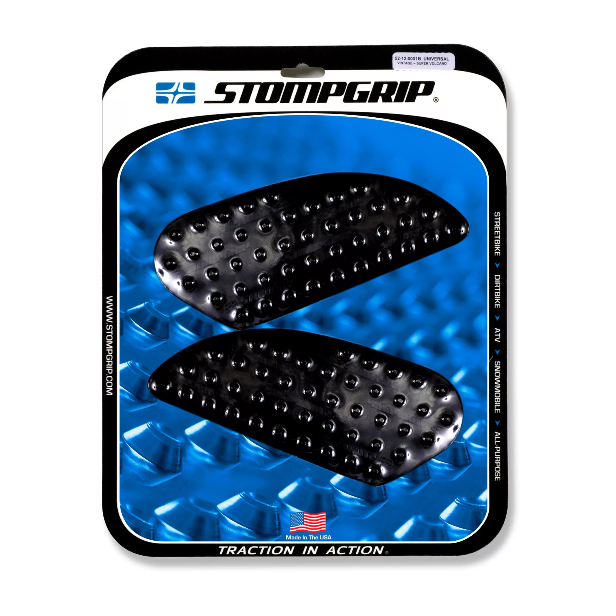 Stompgrip Traction Pad Super Volcano Universal Vintage Rally Kit (2 Stück) ca. 98 mm x 229 mm Schwarz