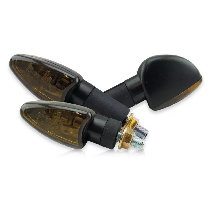 Mini-Blinker "Arrow" | schwarz | getöntes Glas M8 | E-geprüft | lang