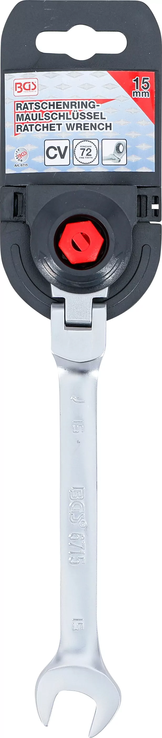 Ratschenring-Maulschlüssel | abwinkelbar | SW 15 mm