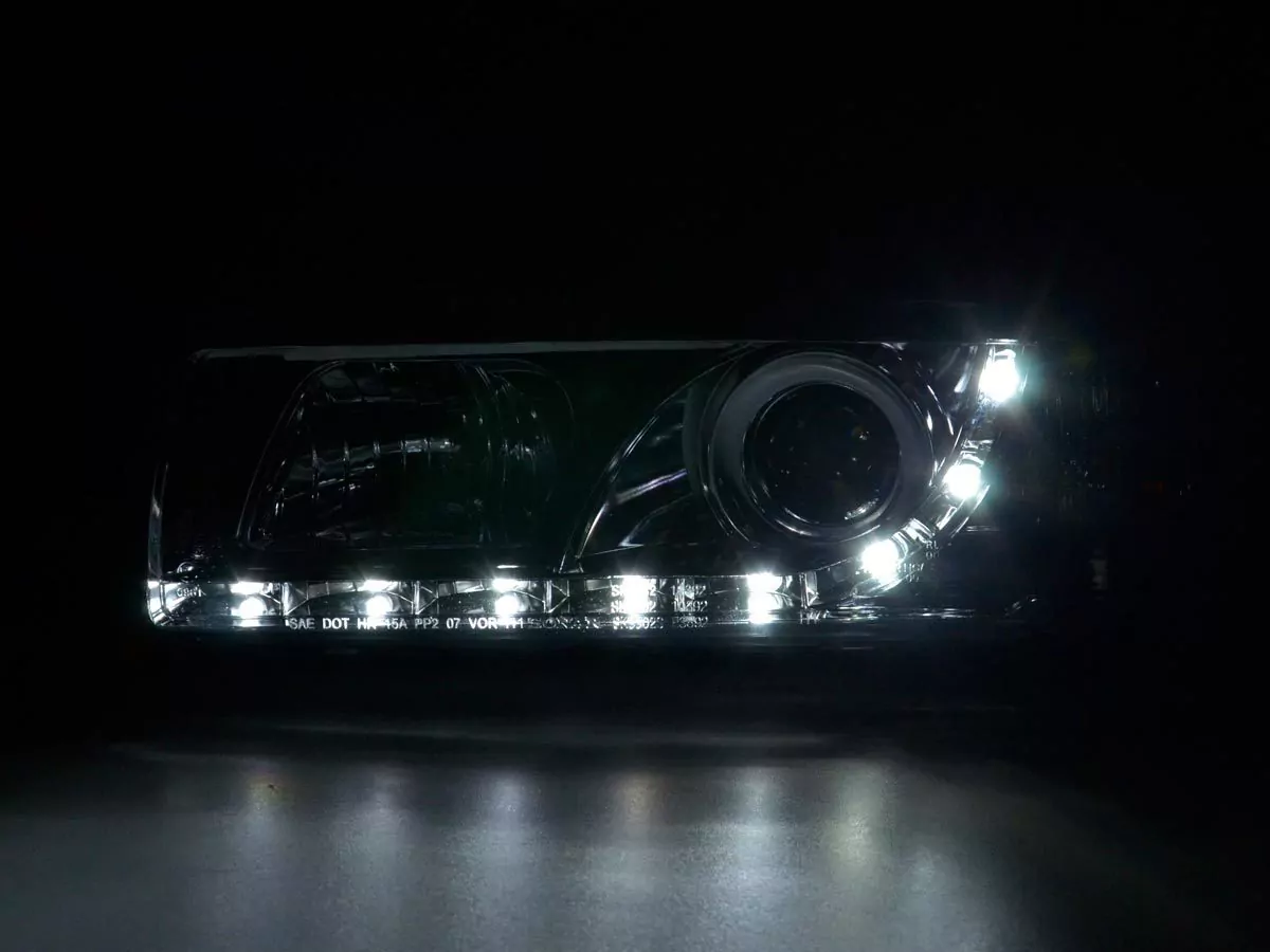 Scheinwerfer Set Daylight LED Tagfahrlicht BMW 3er E36 Coupe/Cabrio Bj. 92-98 chrom für Rechtslenker