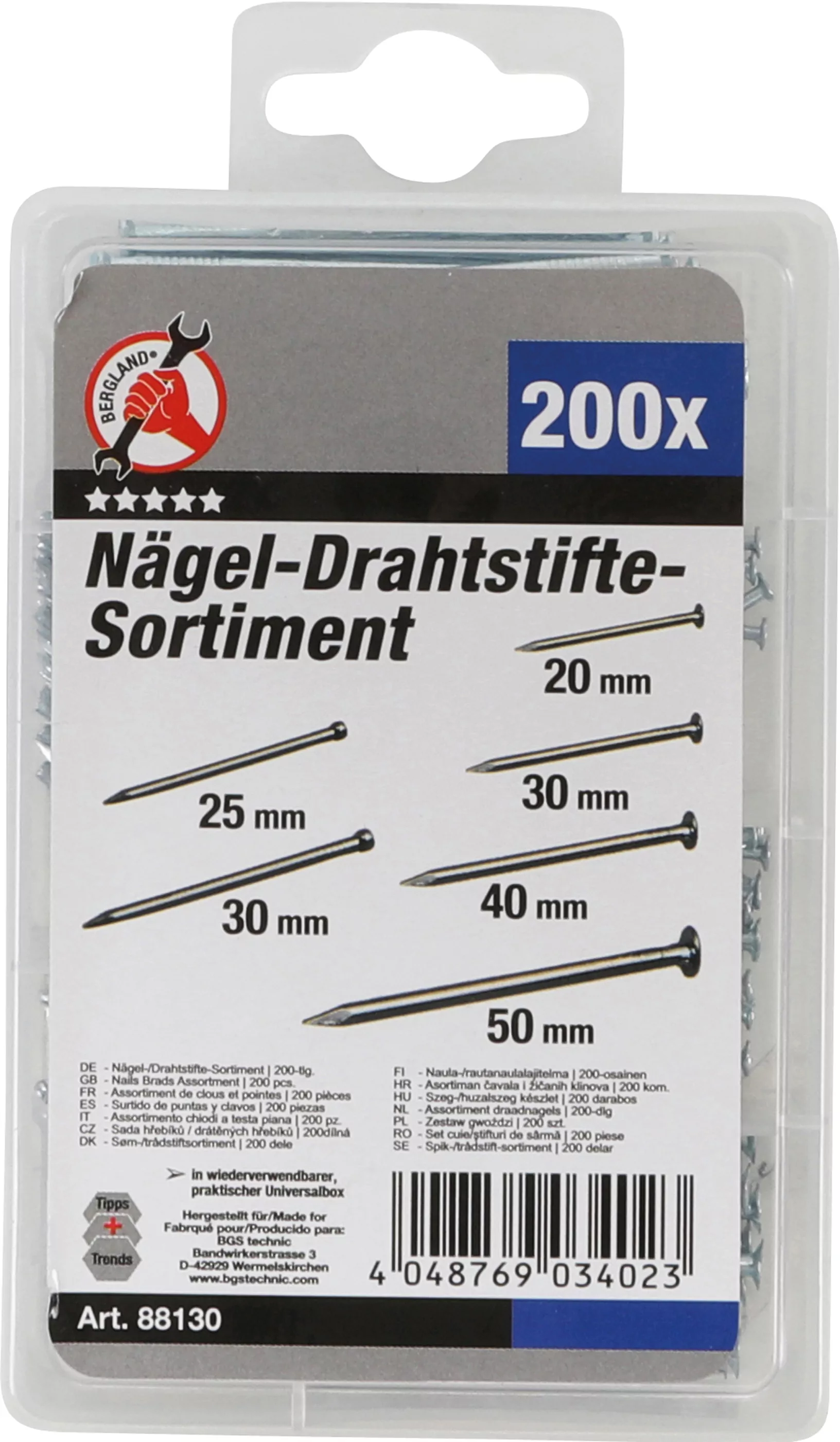 Nägel-/Drahtstifte-Sortiment | 200-tlg.