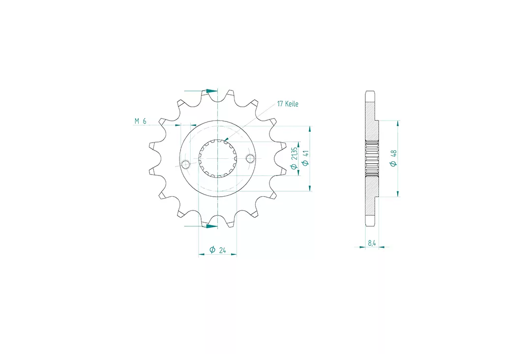 Ritzel 16 Zähne Teilung 520