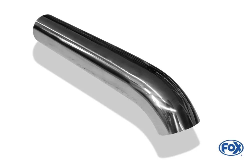 Anschweißendrohr Typ 28  Ø 70mm / Länge: 250 mm / uneingerollt / 45° nach unten gebogen