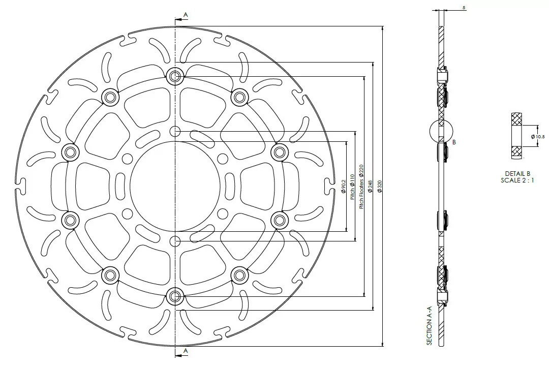 alpha Technik Bremsscheibe Omega-Design ABD33 vorne für KTM 250 / 390 RC Duke 390 Husqvarna 401 Svartpilen