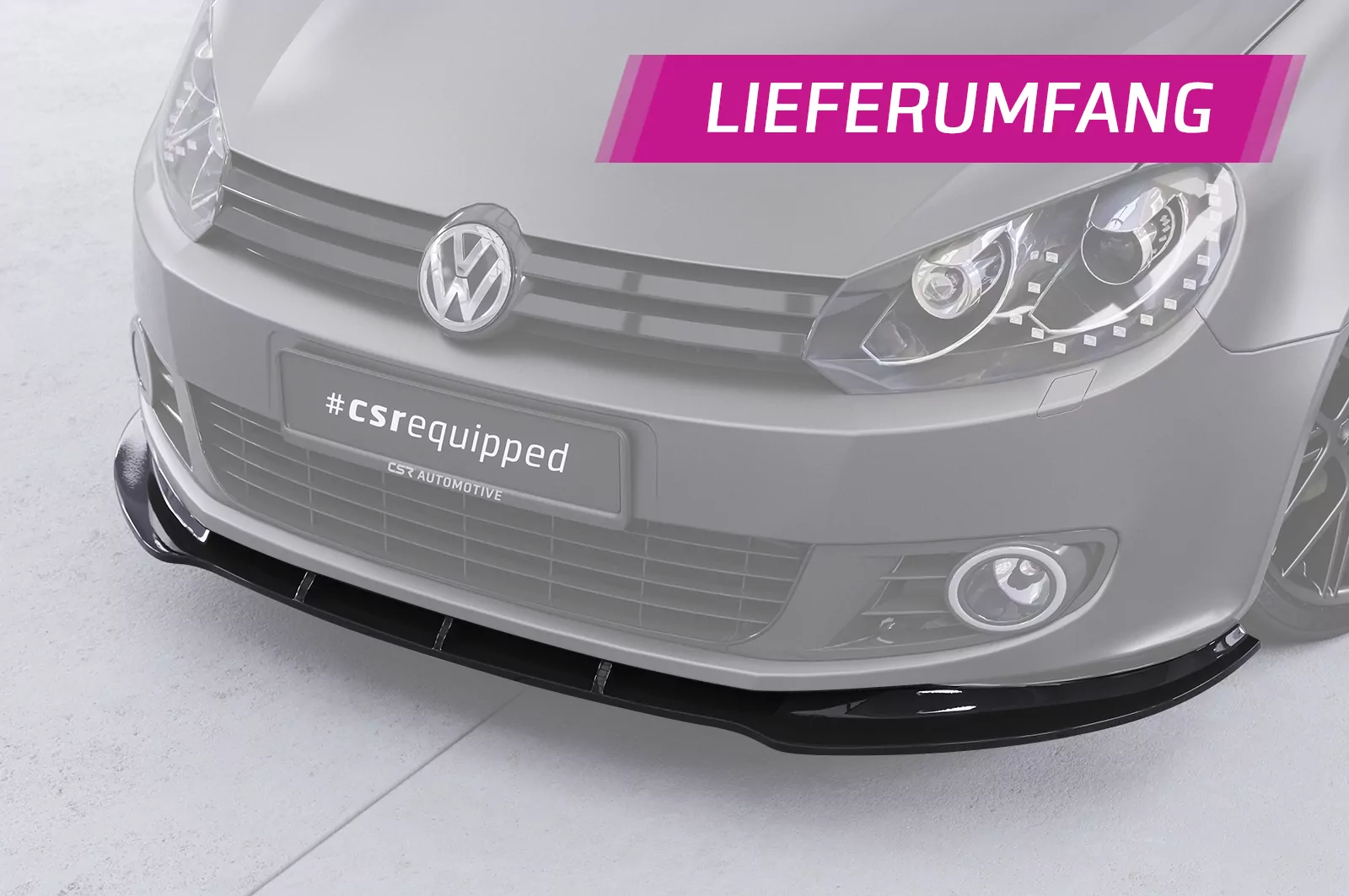 Cup-Spoilerlippe mit ABE für VW Golf 6 CSL035 Strukturiert (schwarz matt)