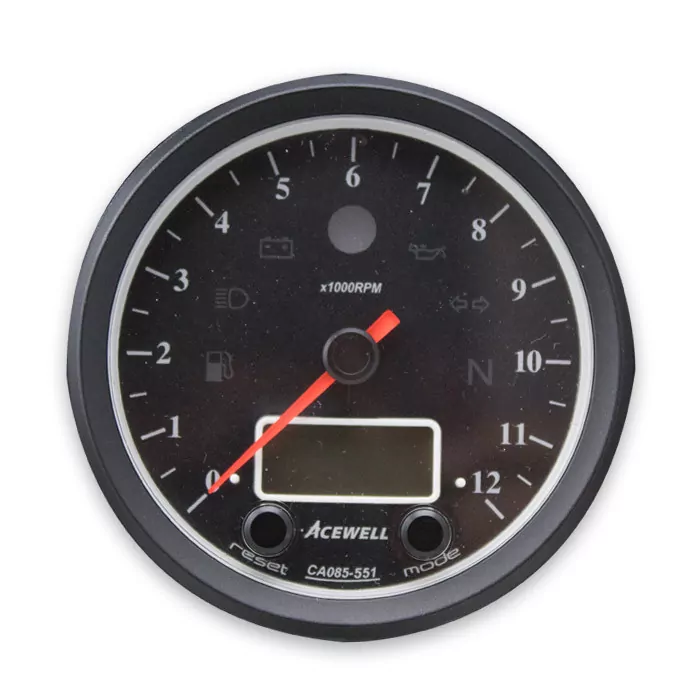 Acewell | Analog Dzm 12000rpm | Digital Tacho | Ring Schwarz | Zifferblatt Schwarz | Gehäuse Schwa
