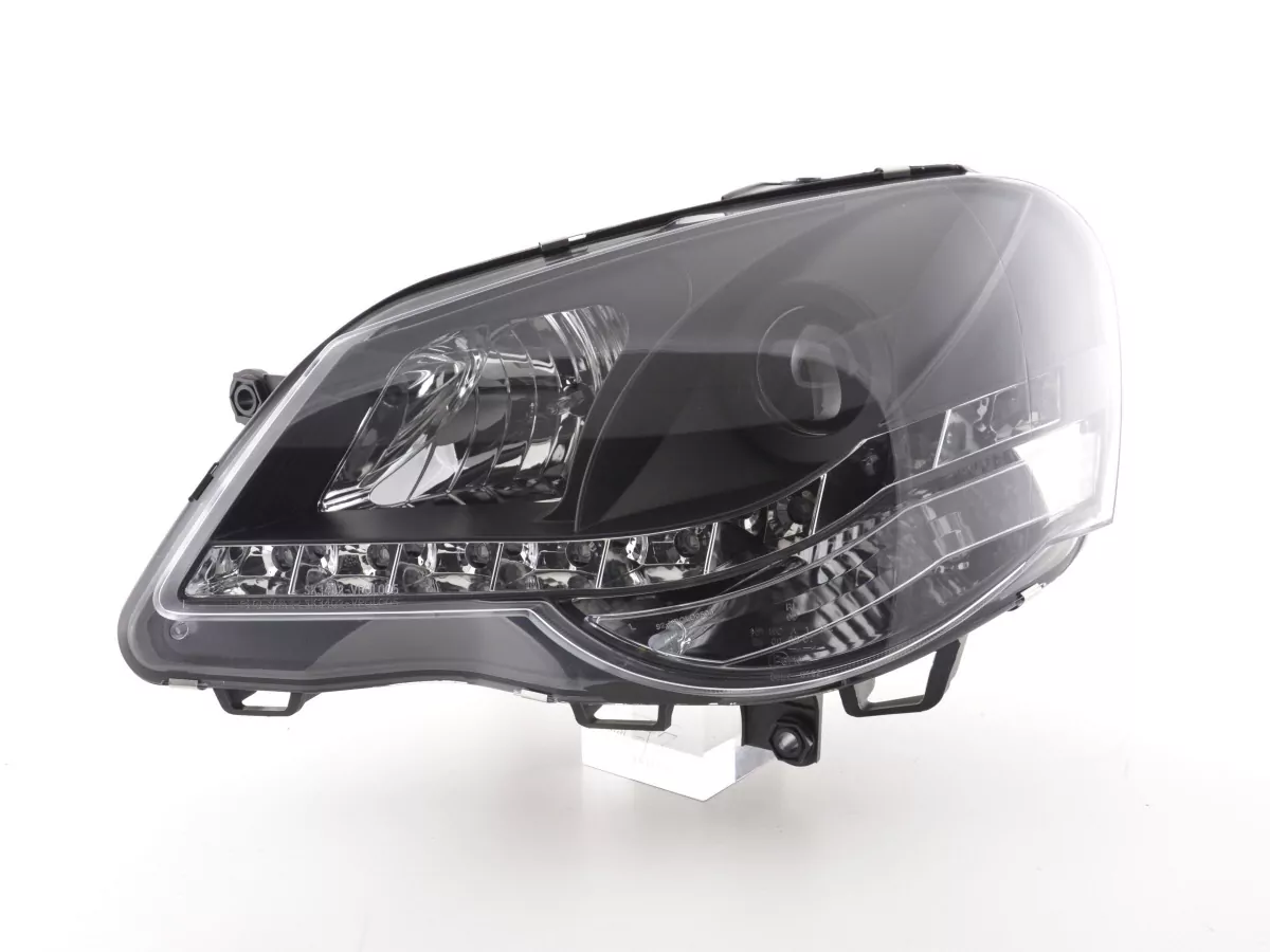 Scheinwerfer Set Daylight LED TFL-Optik VW Polo Typ 9N3 Bj. 05-09 schwarz für Rechtslenker