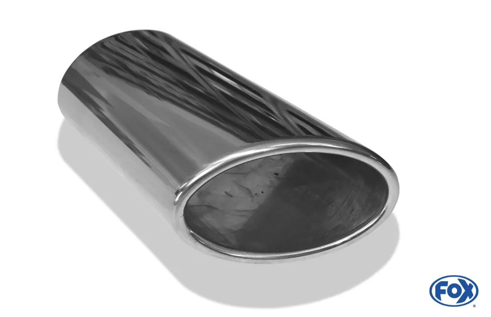 Anschweißendrohr Typ 38 - Links  106x71 mm / Länge: 200 mm - oval  - seitlich nach links abgeschrägt / eingerollt / ohne Absorber