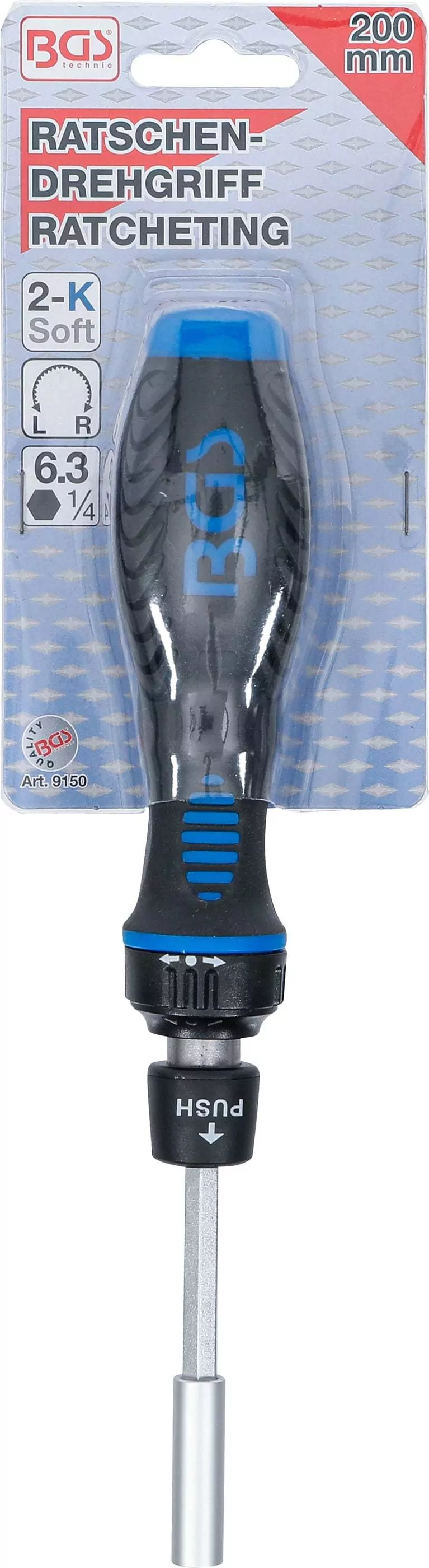 Ratschen-Drehgriff für Bits, umschaltbar | Abtrieb Innensechskant 6,3 mm (1/4")