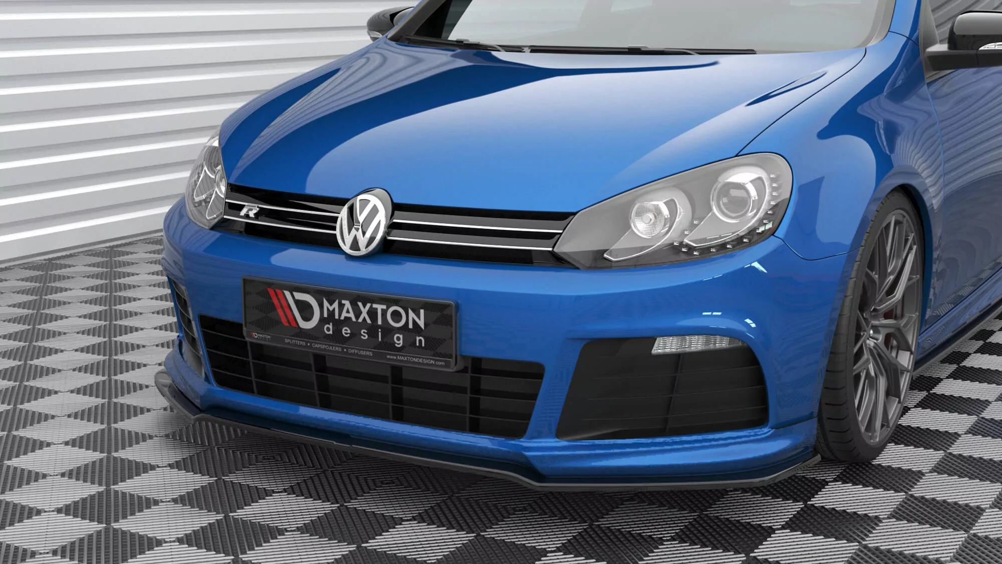 Front Ansatz V.2 Für Volkswagen Golf R Mk6 Schwarz Hochglanz