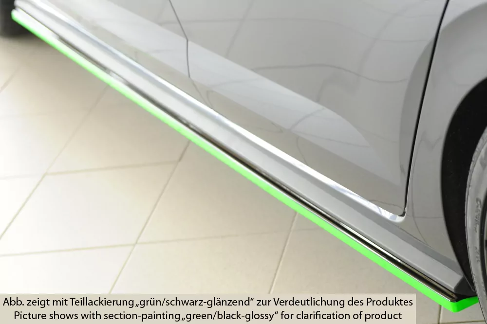 Rieger Seitenschweller links ansatz glanz schwarz für VW Polo (AW) GTI 5-tür. 06.17-05.21 (bis Facelift)