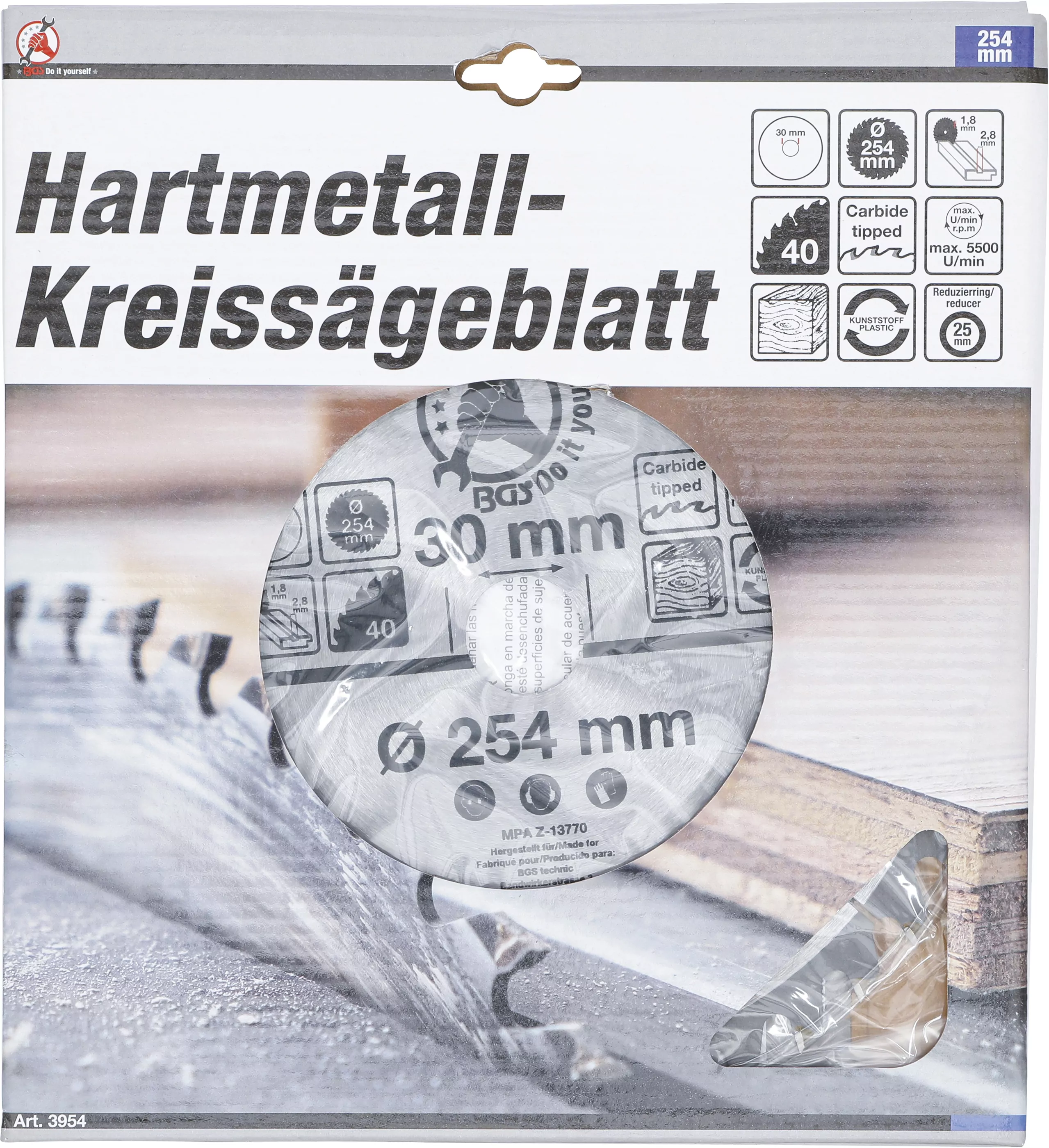 Hartmetall-Kreissägeblatt | Ø 254 x 30 x 3,2 mm | 40 Zähne
