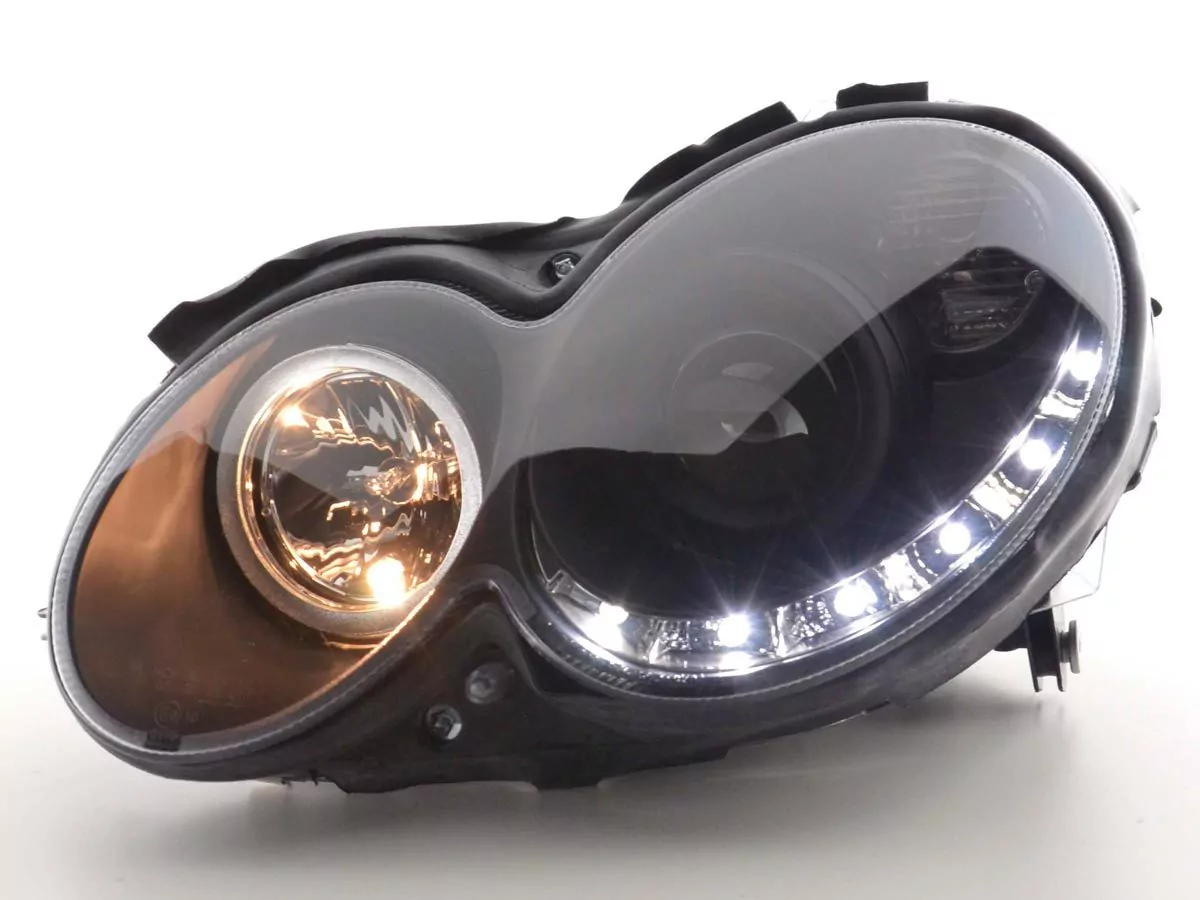 Scheinwerfer Set Daylight LED TFL-Optik Mercedes CLK Typ W209 Bj. 04-09 schwarz