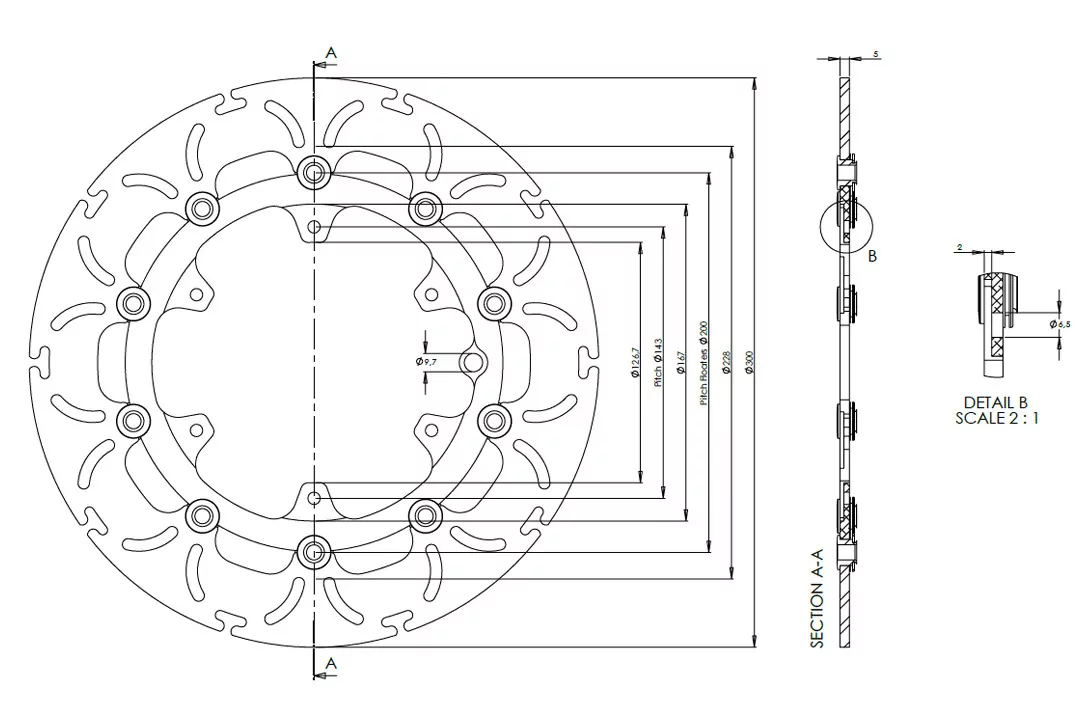 alpha Technik Bremsscheibe Omega-Design ABD33 vorne für KTM 690 Enduro 990 Adventure Husqvarna 701