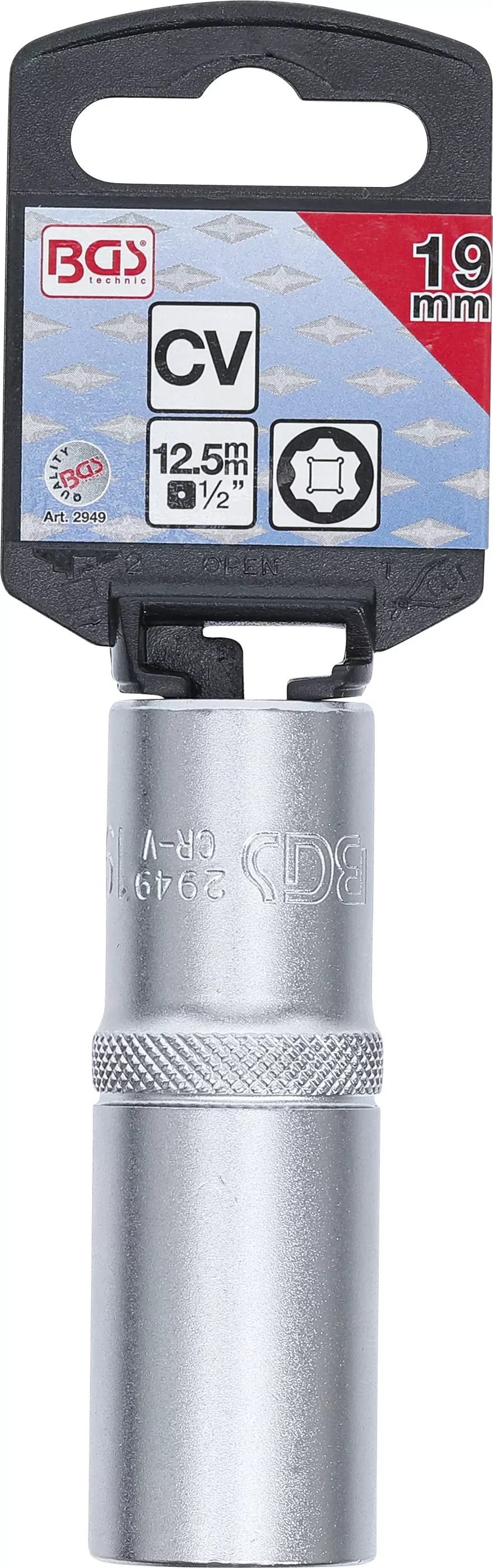 Steckschlüssel-Einsatz Super Lock, tief | Antrieb Innenvierkant 12,5 mm (1/2") | SW 19 mm