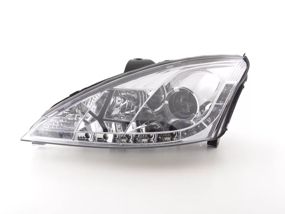 Scheinwerfer Set Daylight LED TFL-Optik Ford Focus 3/4/5-trg. Bj. 01-04 chrom für Rechtslenker