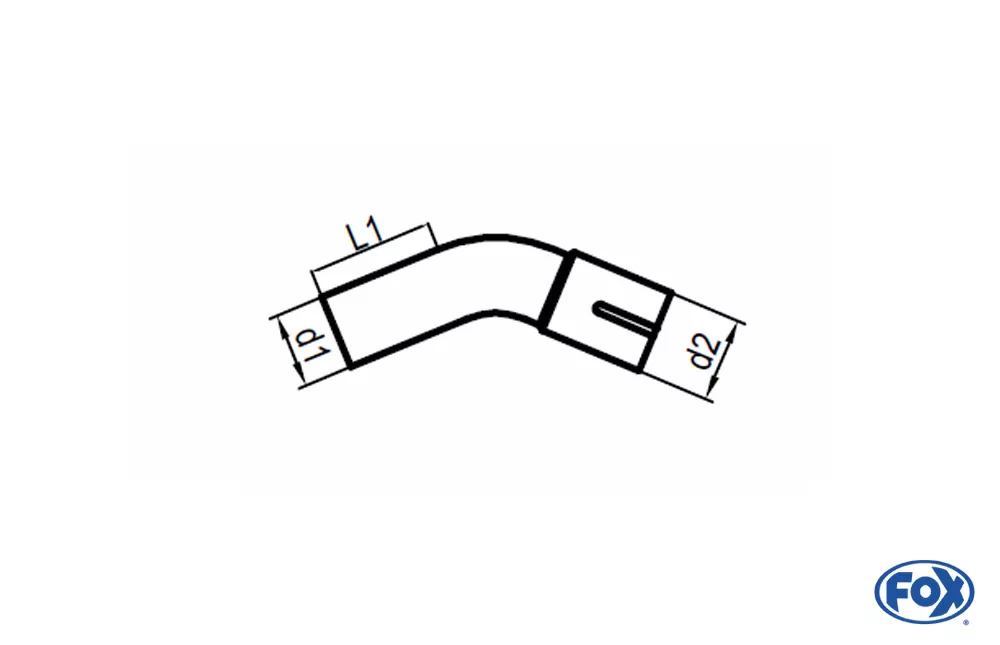 Uni-Rohrbogen 45° geweitet - d1Ø 63mm Schenkellänge L1: ca. 130mm - Radius: 94,5mm