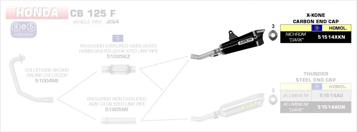 Arrow X-Kone Edelstahl Schwarz Honda CB 125 F ´15-16