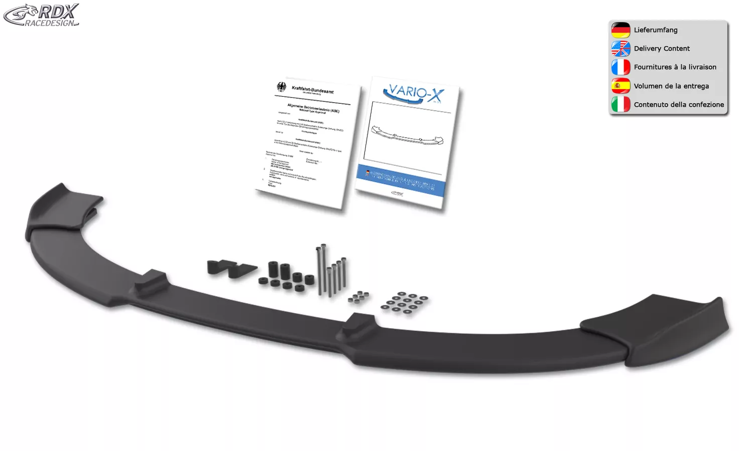 RDX Frontspoiler VARIO-X für AUDI A3 8P 2005-2008 (3türig + Sportback) Frontlippe Front Ansatz Vorne Spoilerlippe