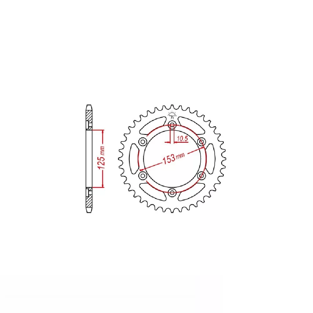 Kettenrad Stahl 40 Zähne Teilung 520