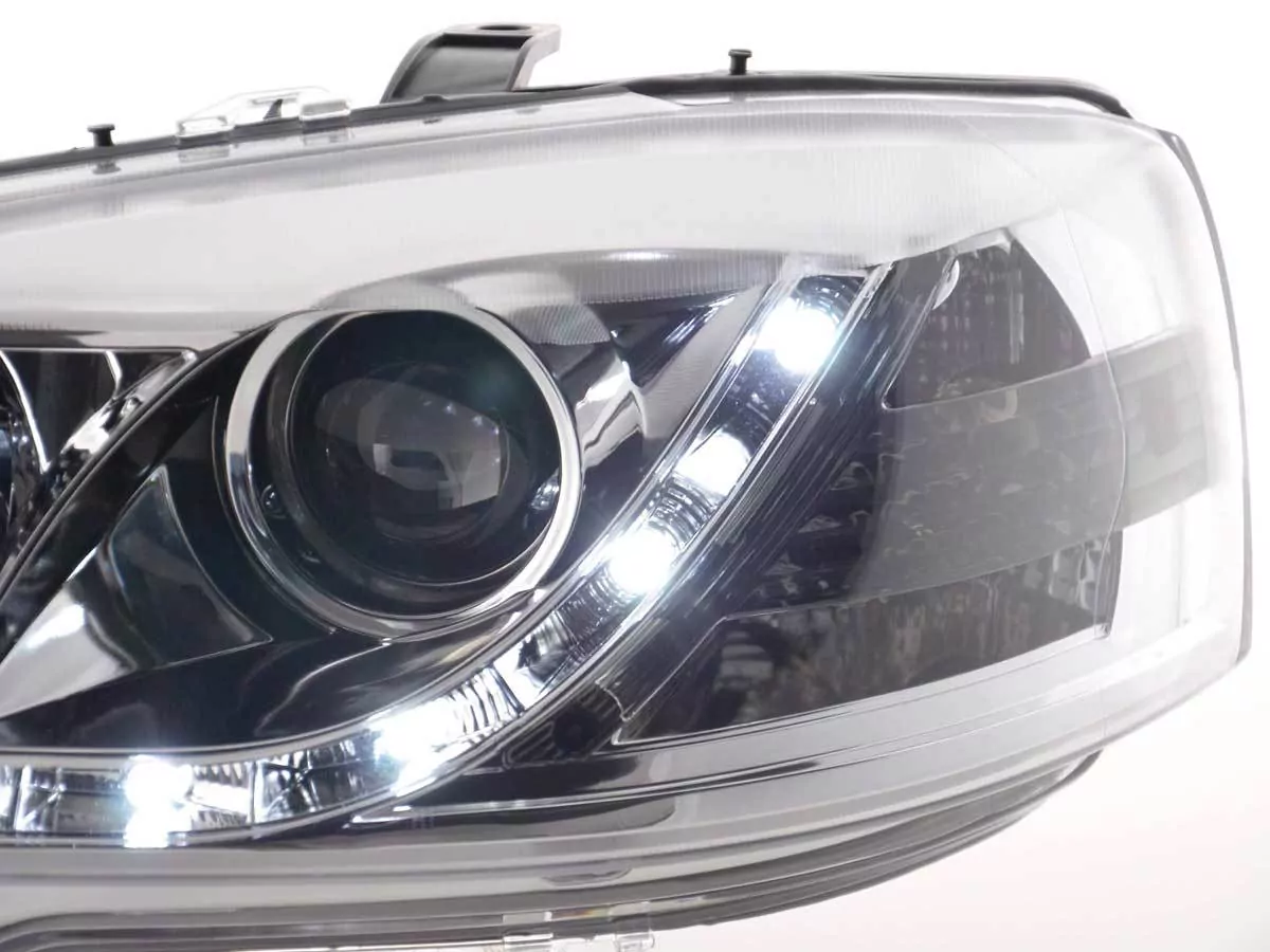 Scheinwerfer Set Daylight LED Tagfahrlicht Opel Astra G Bj. 98-03 chrom