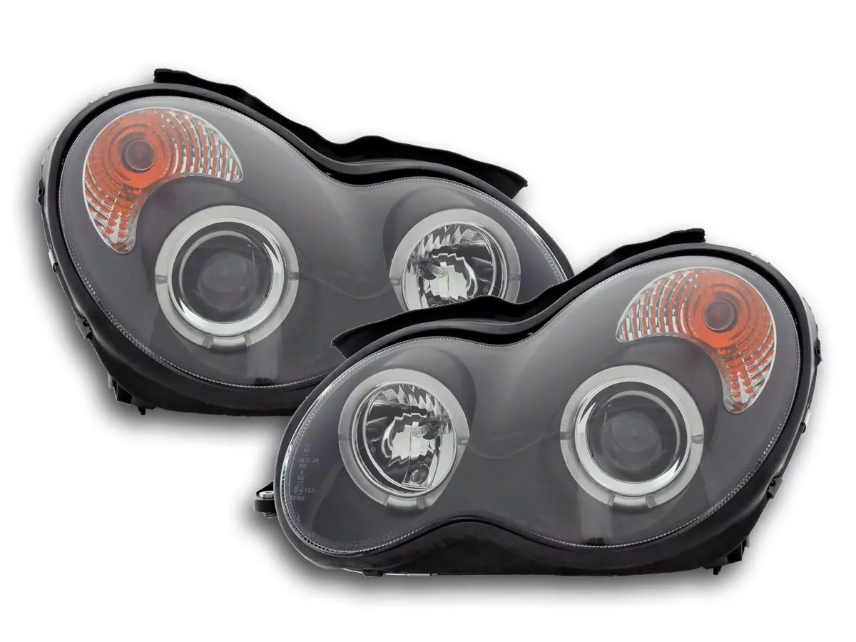 Scheinwerfer Set Mercedes C-Klasse Typ W203 Bj. 00-07 schwarz für Rechtslenker