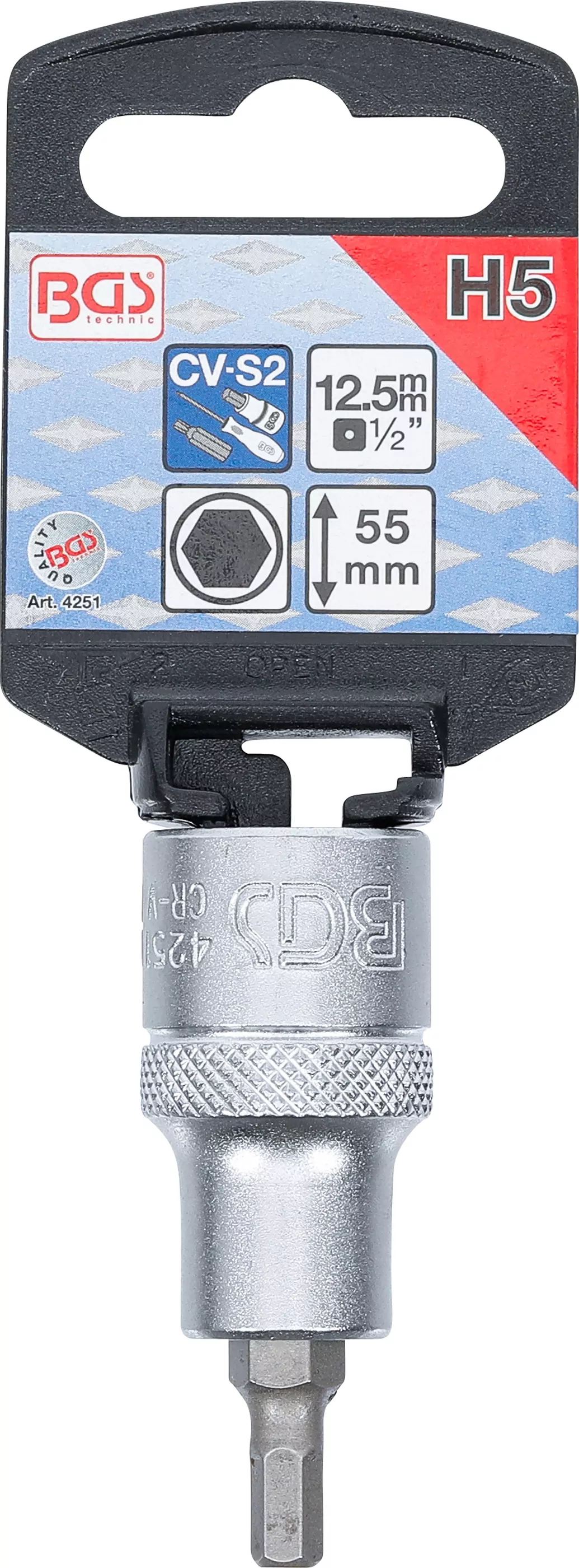 Bit-Einsatz | Antrieb Innenvierkant 12,5 mm (1/2") | Innensechskant 5 mm