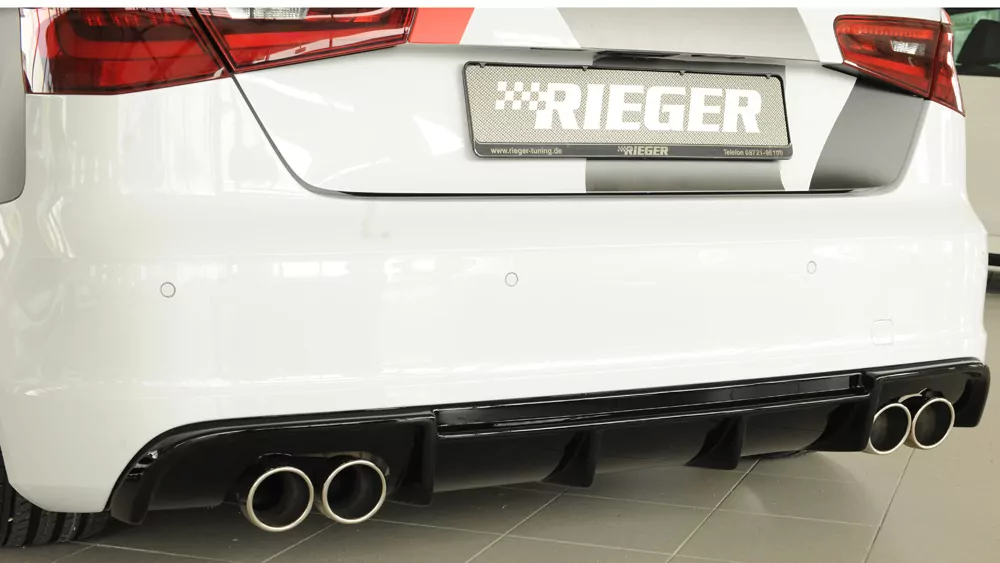 Rieger Heckeinsatz für Audi A3 (8V) - 5-tür. (Sportback 8VA) 07.12-08.16 (bis Facelift) schwarz glanz