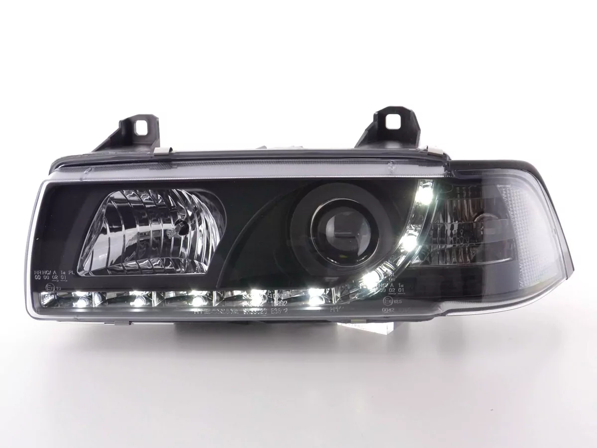 Scheinwerfer Set Daylight LED Tagfahrlicht BMW 3er E36 Coupe Bj. 92-99 schwarz