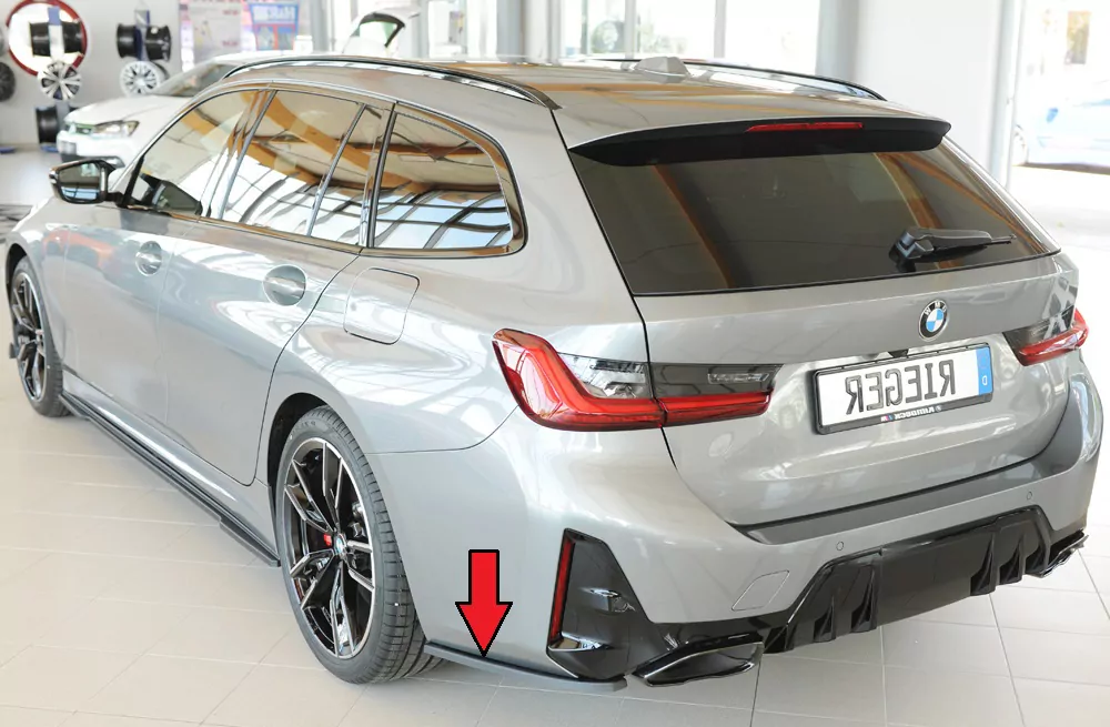 Rieger Heckschürzenansatz seitlich links matt schwarz für BMW 3er G21  (G3K) Touring 07.22- (ab Facelift) LCI