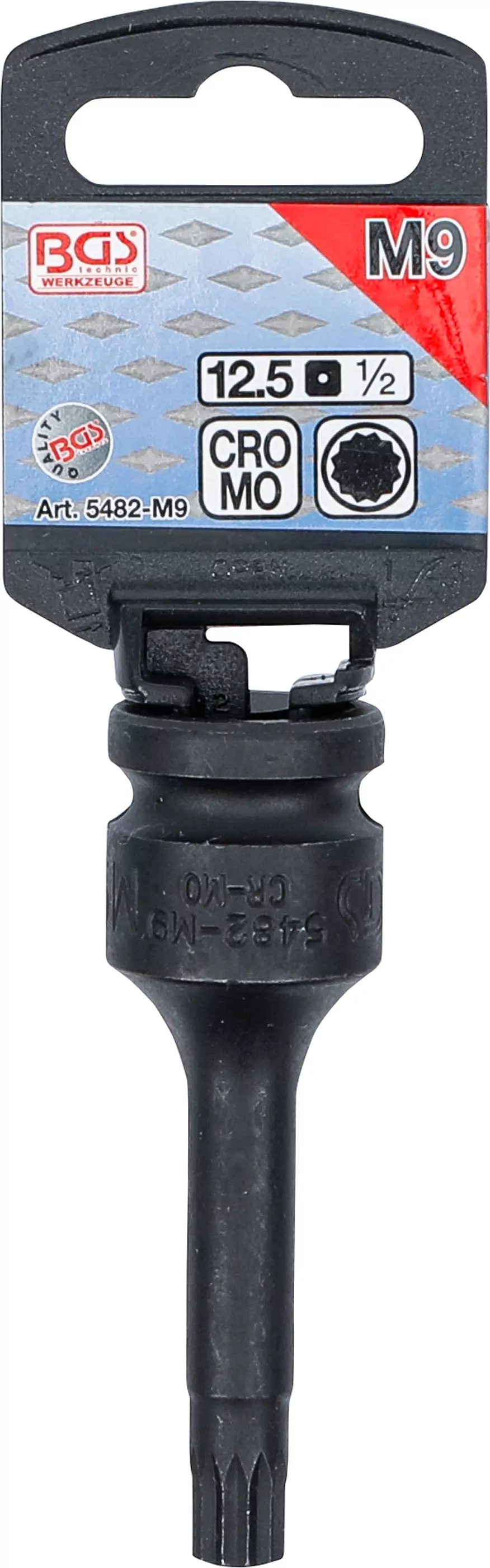 Kraft-Bit-Einsatz | Länge 75 mm | Antrieb Innenvierkant 12,5 mm (1/2") | Innenvielzahn (für XZN) M9