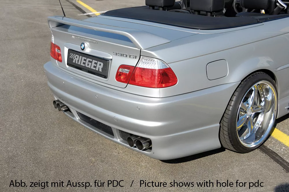 Rieger Heckschürze M3-Look für BMW 3er E46 | Lim. 02.98-12.01 (bis Facelift) -> Bei Dieselmodellen gerade Endrohre verwenden!