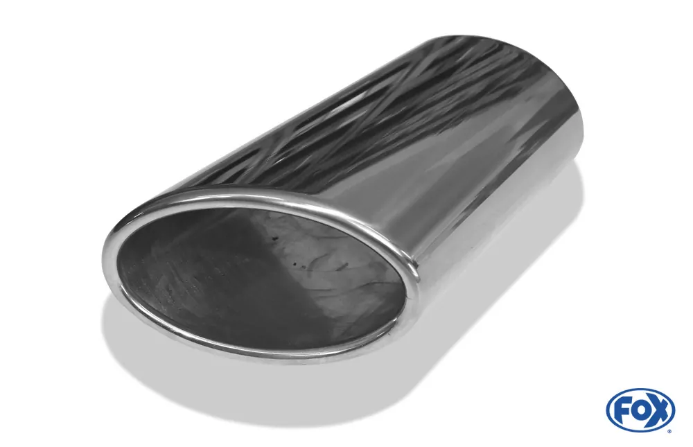 Anschweißendrohr Typ 38 - Rechts  106x71 mm / Länge: 200 mm - oval  - seitlich nach rechts abgeschrägt / eingerollt / ohne Absorber