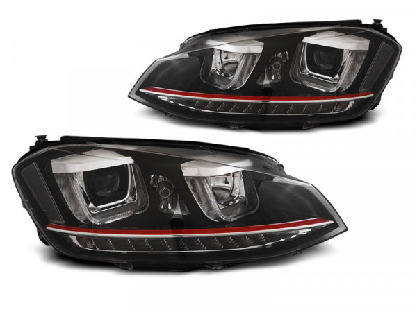 Scheinwerfer U-LED Light DRL schwarz Rdd Line dynamische Blinker passend für VW Golf 7 11.12-17