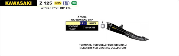 ARROW X-CONE Edelstahl Schwarz KAWASAKI Z 125 21-23