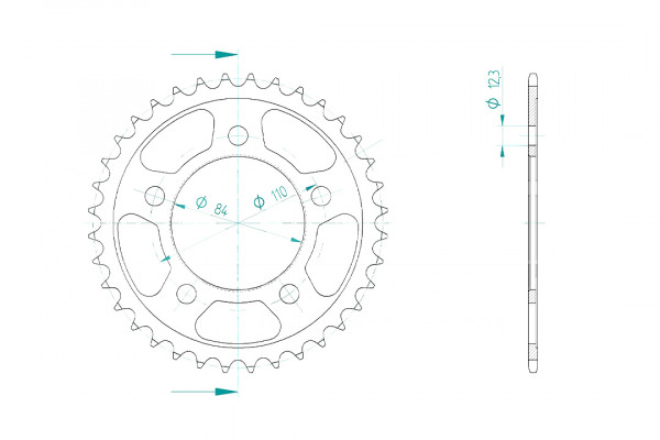 Kettenrad 36 Zähne Teilung 520 passend für Honda CMX300 Rebel 2021-2022