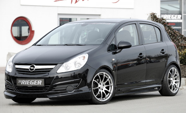 Rieger Seitenschweller links matt schwarz für Opel Corsa D 5-tür. 01.11- (ab Facelift)