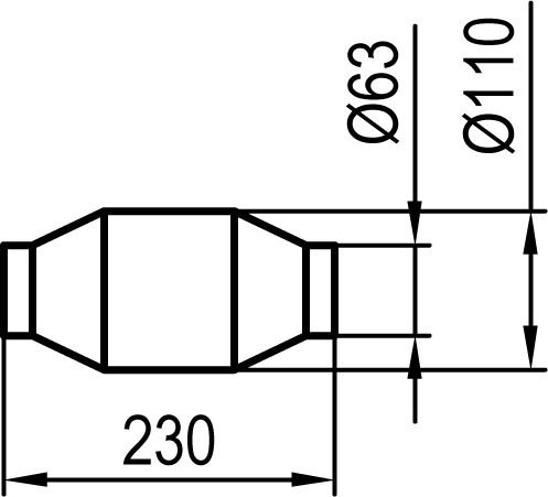 Uni-Metallkat - 100 Zellen - Material: 1.4812 Länge: 230mm/ Anschluss: 62mm - poliert mit FOX Made