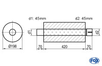 FOX Uni-Schalldämpfer rund mit Stutzen Ø198mm Länge 420mm FOX Uni-Schalldämpfer rund mit Stutzen Ø198mm Länge 420mm