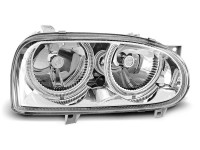 Scheinwerfer Angel Eyes chrom passend für VW Golf 3 09.91–08.97 Scheinwerfer Angel Eyes chrom passend für VW Golf 3 09.91–08.97