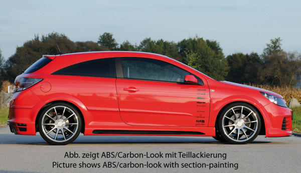 Rieger Seitenschweller links carbon look für Opel Astra H GTC 3-tür.