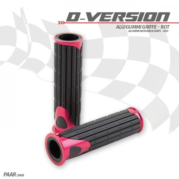 Alu/Gummi-Griffe D-Version rot 22mm 125mm Ende offen