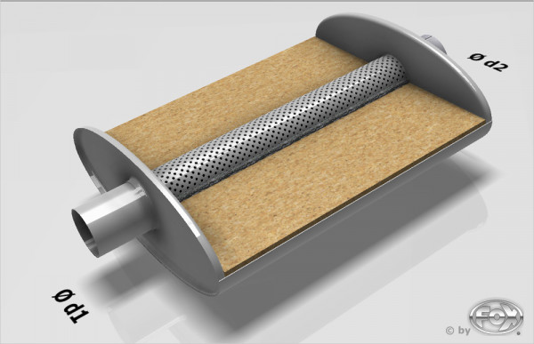 FOX Uni-Schalldämpfer oval Edelstahl 420mm