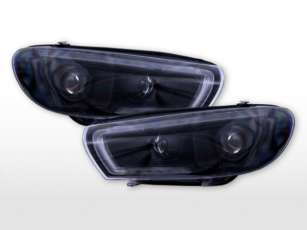 Halogen Scheinwerfer Set LED Tagfahrlicht VW Scirocco 3 Bj 15-17 (Facelift) schwarz