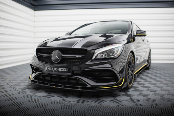 Front Stoßstange Flaps Für Mercedes-AMG CLA 45 Aero C117 Facelift Schwarz Hochglanz